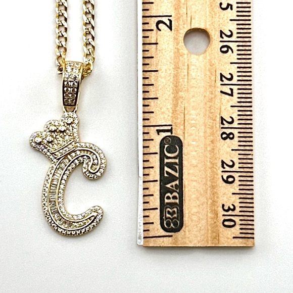 18K Gold Plated over 925 Solid Sterling Silver Letter C Initial Necklace - Picture 3 of 8
